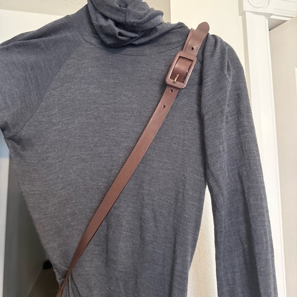 Jean Paul Gaultier gray wool leather harness asymmetrical dress size small - Picture 4 of 12